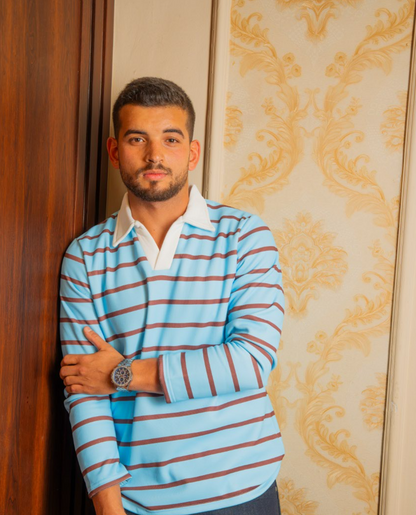 Baby Blue Striped Polo Shirt
